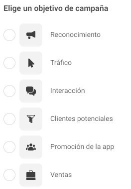 Objetivos en campanas de Facebook Ads